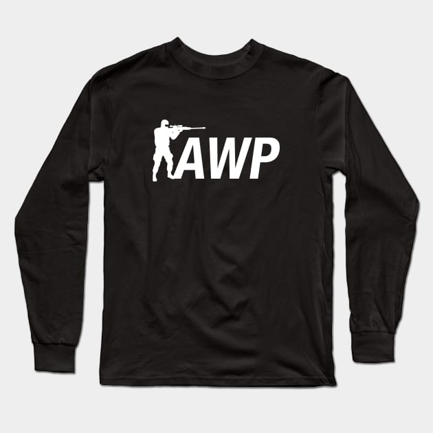 AWP Sniper CSGO PUBG Gaming Long Sleeve T-Shirt by pixeptional